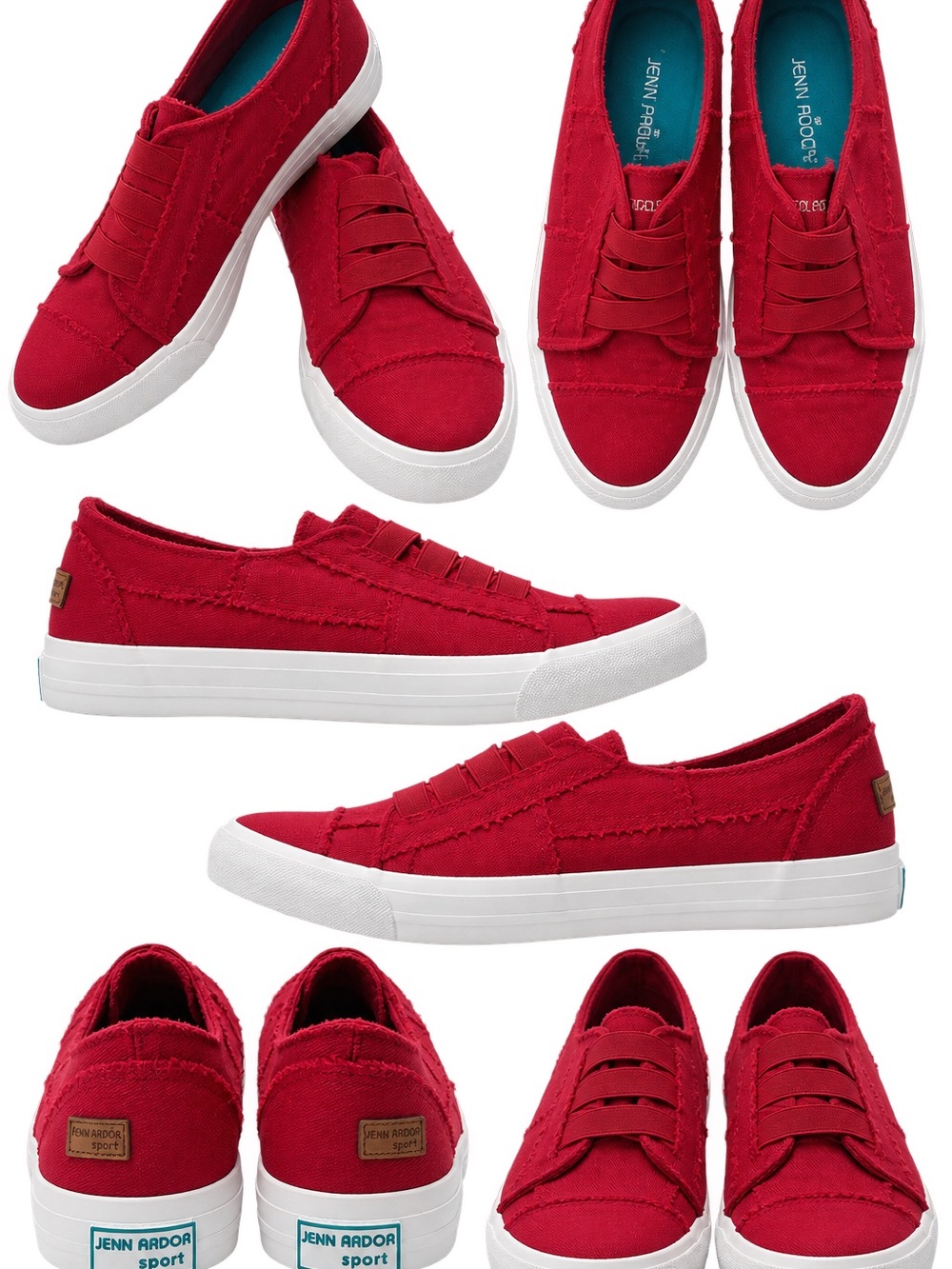 Jenn Ardor Red White Canvas Slip On Sneakers Women’s 9.5